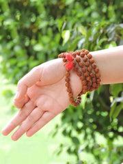 108+1 Indian Rudraksha Mala with Guru Beads - 5 Mukhi 5 Faces, Lord Shiva's Rosary Jaap Mala Yoga, Meditation, Prayer Pocket Mala, Bracelet | OGOC
