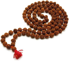 108+1 Indian Rudraksha Mala with Guru Beads - 5 Mukhi (5 Faces) | Lord Shiva's Sacred Rosary for Yoga, Meditation, and Prayer| OGOC