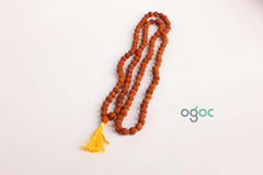 108+1 Indian Rudraksha Mala with Guru Beads - 5 Mukhi 5 Faces, Lord Shiva's Rosary Jaap Mala Yoga, Meditation, Prayer Pocket Mala, Bracelet | OGOC