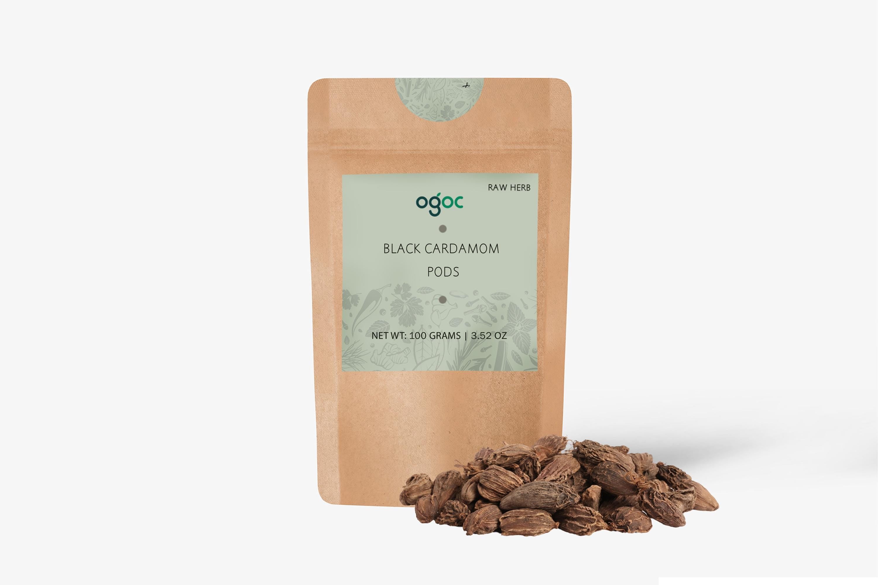 Organic Black Cardamom Pods - Cooking Spice Flavour Indian Badi Elaichi, Kali Elaichi, Minty Aromas, Spice Blend, Warming Mixture| OGOC