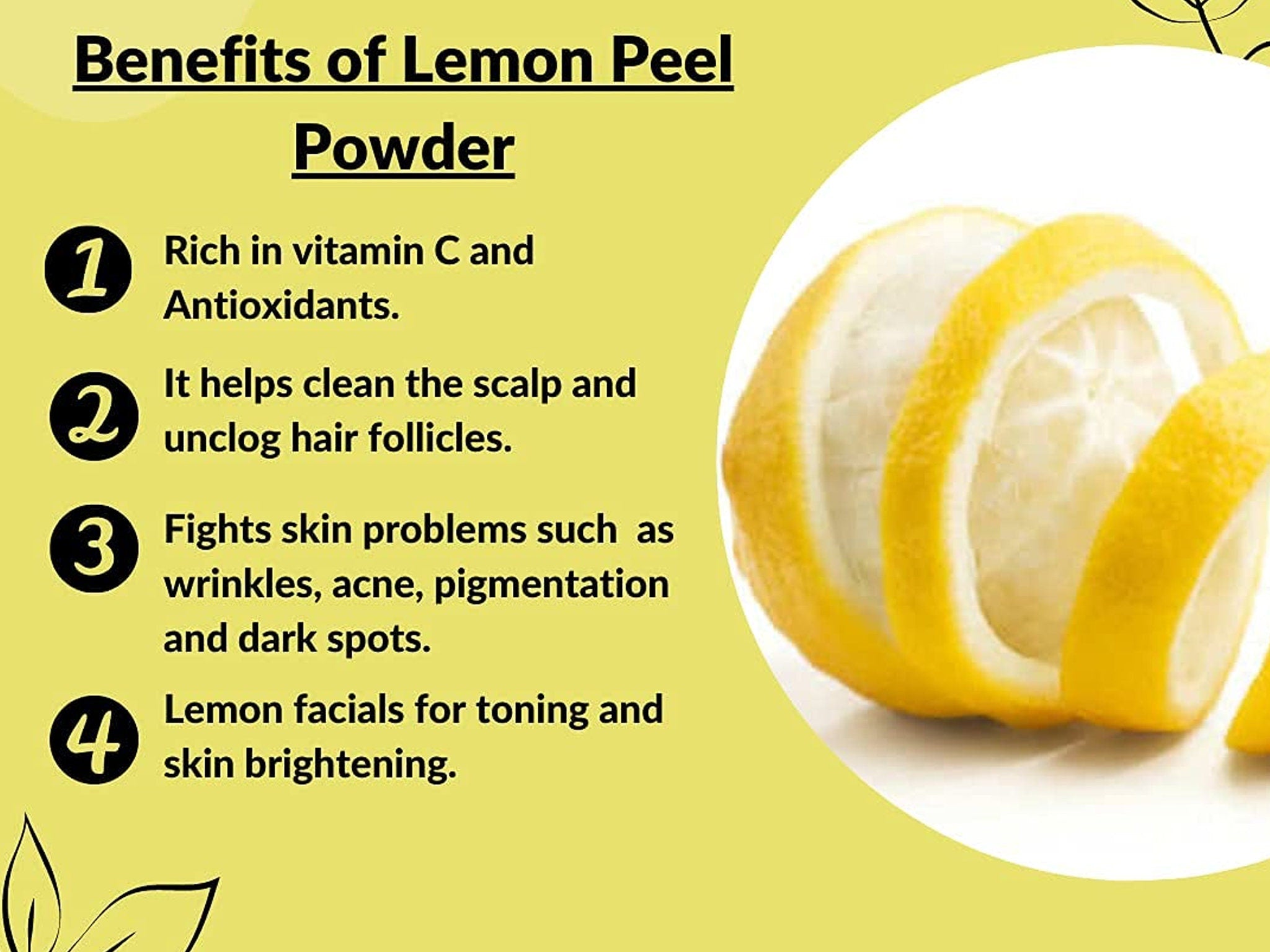 Lemon Peel Powder: Skin Cleanser, Skin Tone Brightening, Skin Smoothing, and Radiance Enhancement| OGOC