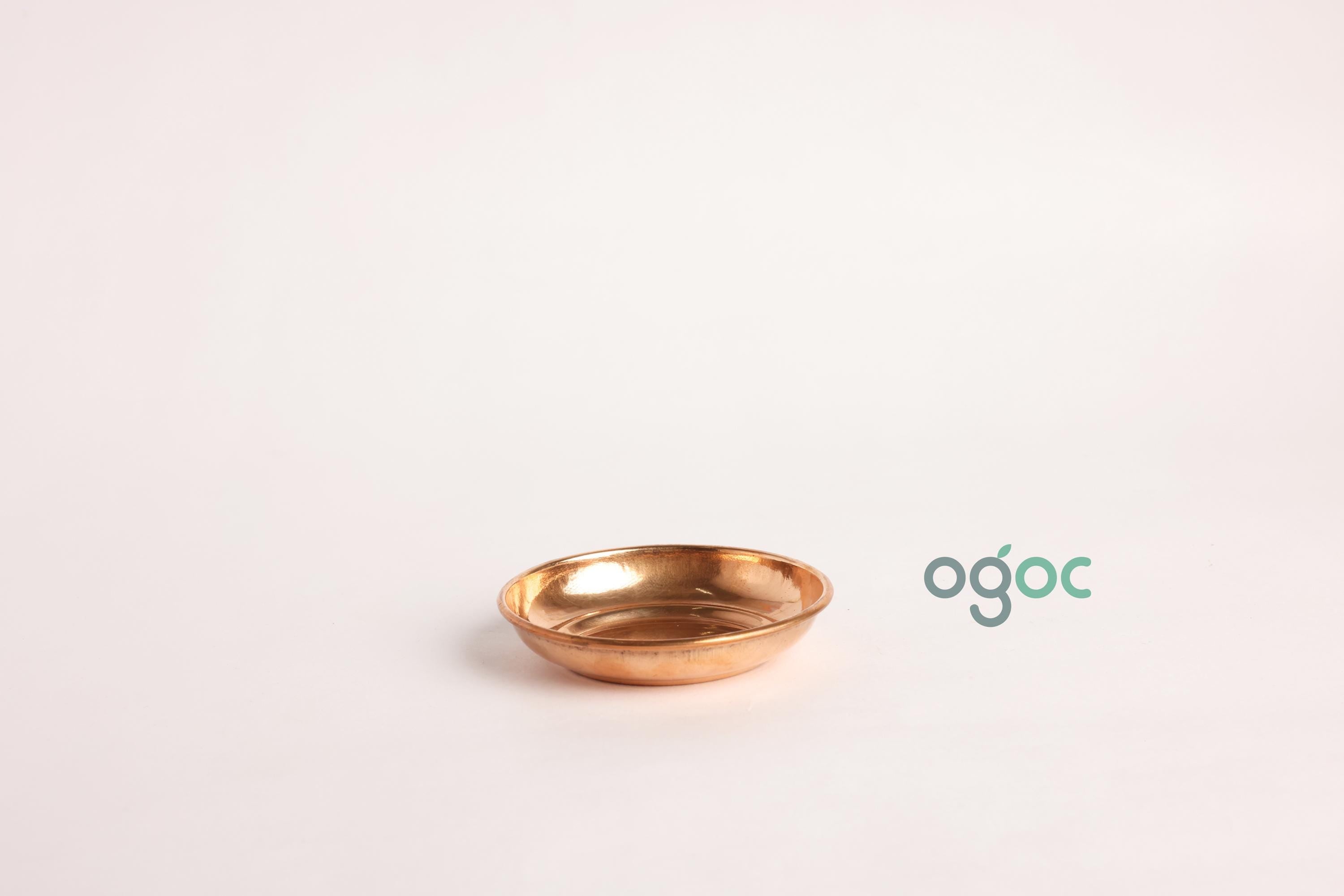 Traditional Copper Thali Plate (Small) - Kerala Handmade Vessel For Various Pooja Purpose Like Lamp, Pooja Samagari| OGOC