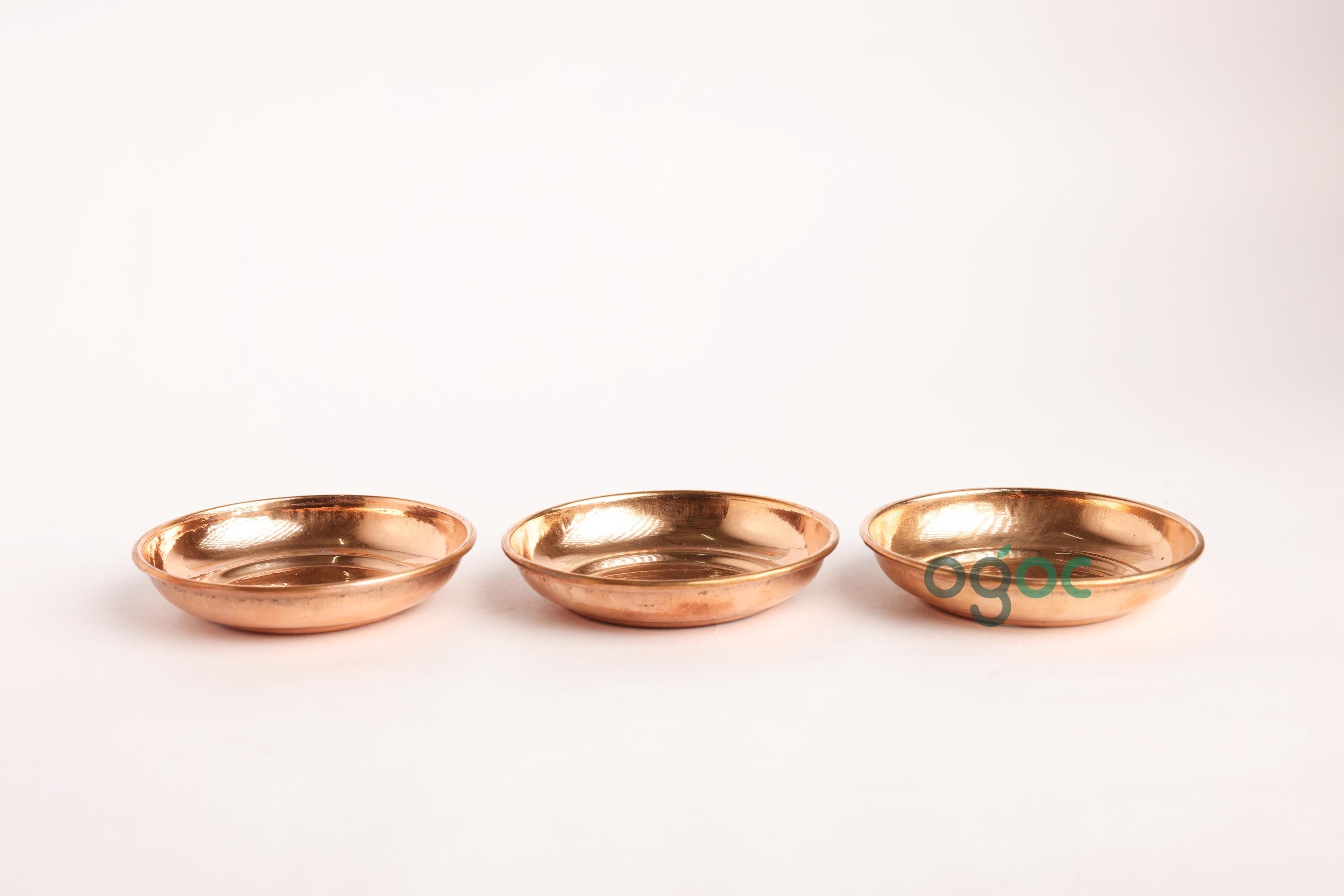 Traditional Copper Thali Plate (Small) - Kerala Handmade Vessel For Various Pooja Purpose Like Lamp, Pooja Samagari| OGOC