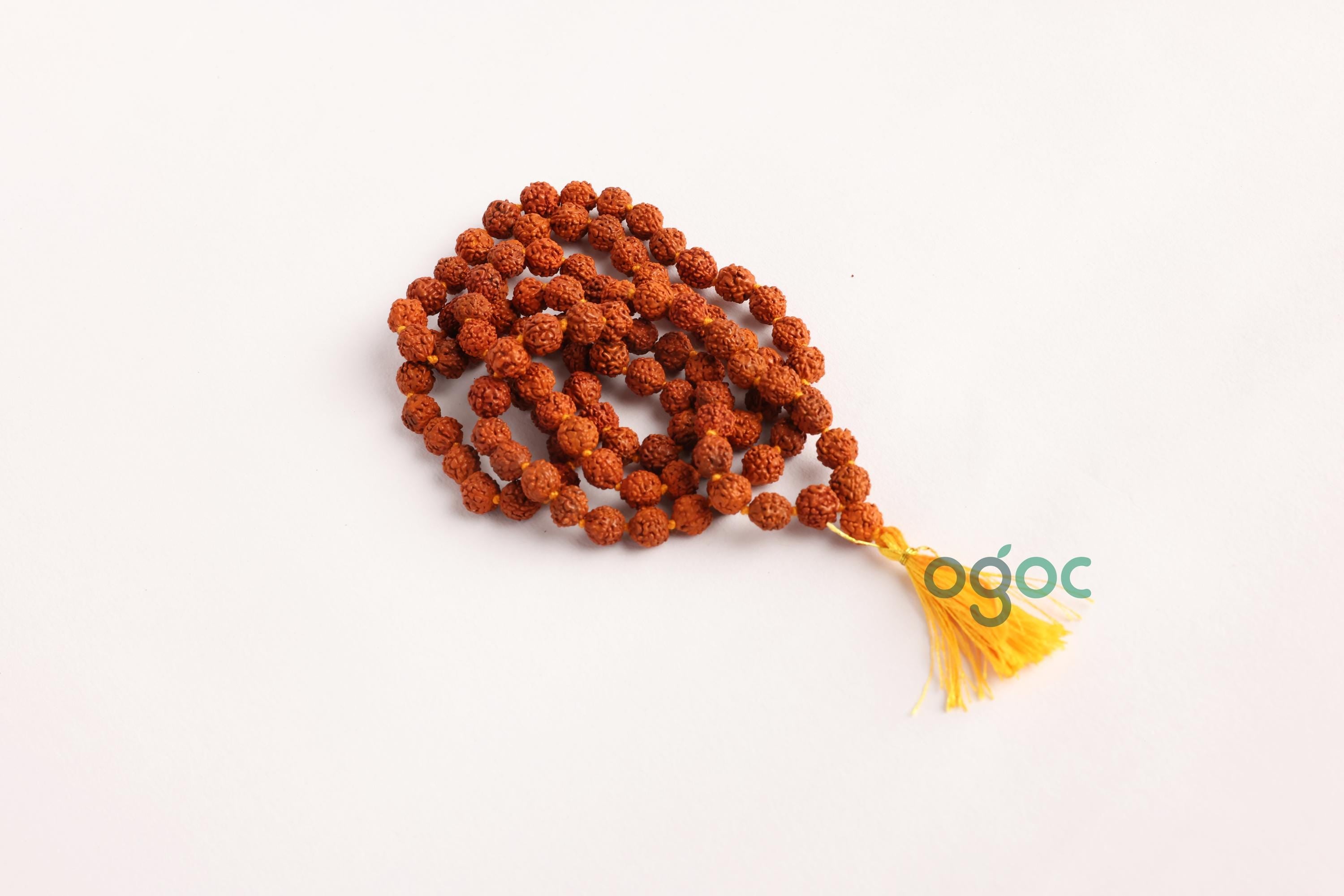 108+1 Indian Rudraksha Mala with Guru Beads - 5 Mukhi 5 Faces, Lord Shiva's Rosary Jaap Mala Yoga, Meditation, Prayer Pocket Mala, Bracelet