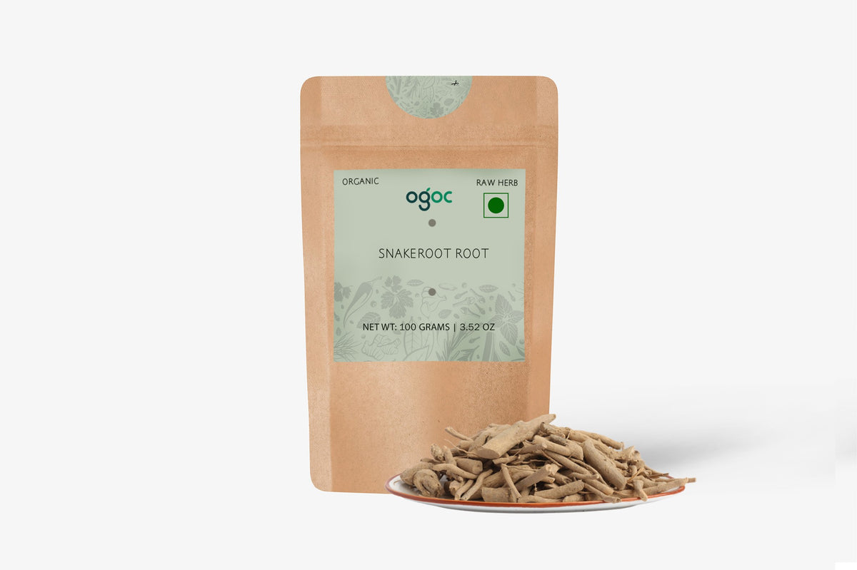 Snakeroot (Rauvolfia serpentina) Sarpagandha Chandrabhaga Indian Snakeroot Serpentine Root Herbal Root Raw Herb Natural Ingredient Premium Quality Ayurvedic Use Wellness Stress Relief Herbal Medicine | OGOC